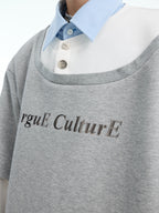 【25s Mar.】Niche Heavyweight Mock Three-piece Contrast Color Stitching Sweatshirt