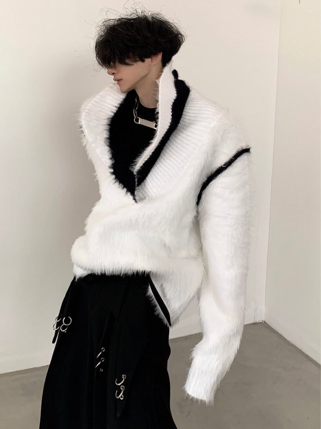 【23s December.】Imitation Mink V-neck Loose Sweater Hover Image