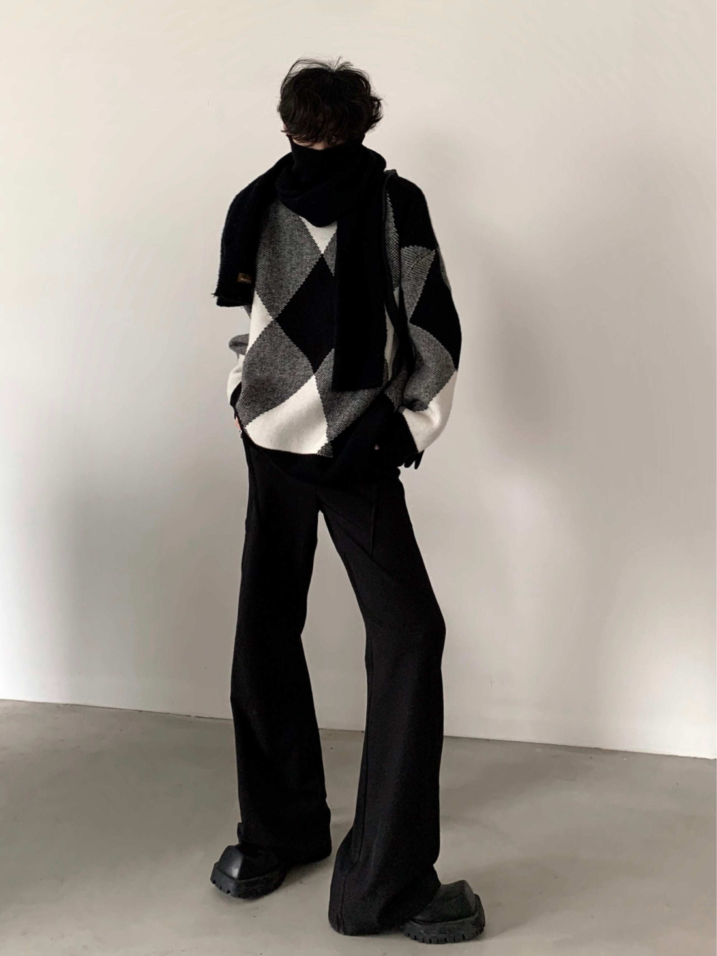 【23s November.】Black and White High-end Design Turtleneck Sweater