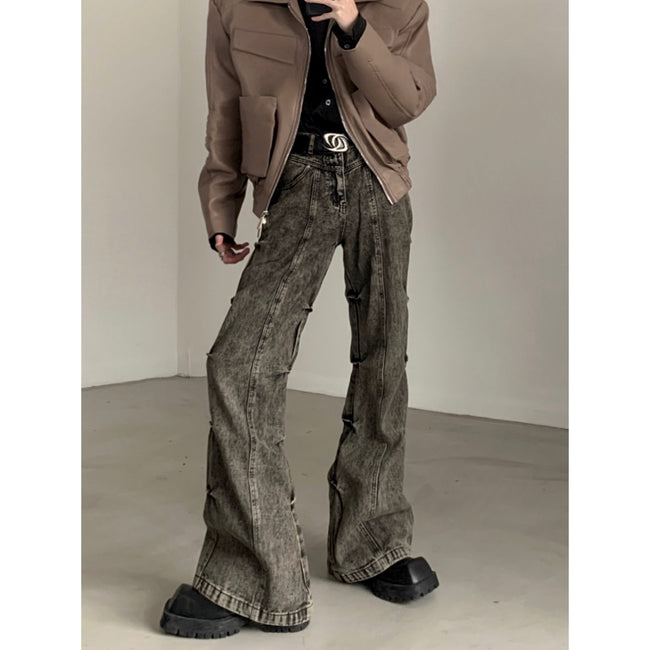 【23s November.】American Distressed Pleated Jeans Hover Image