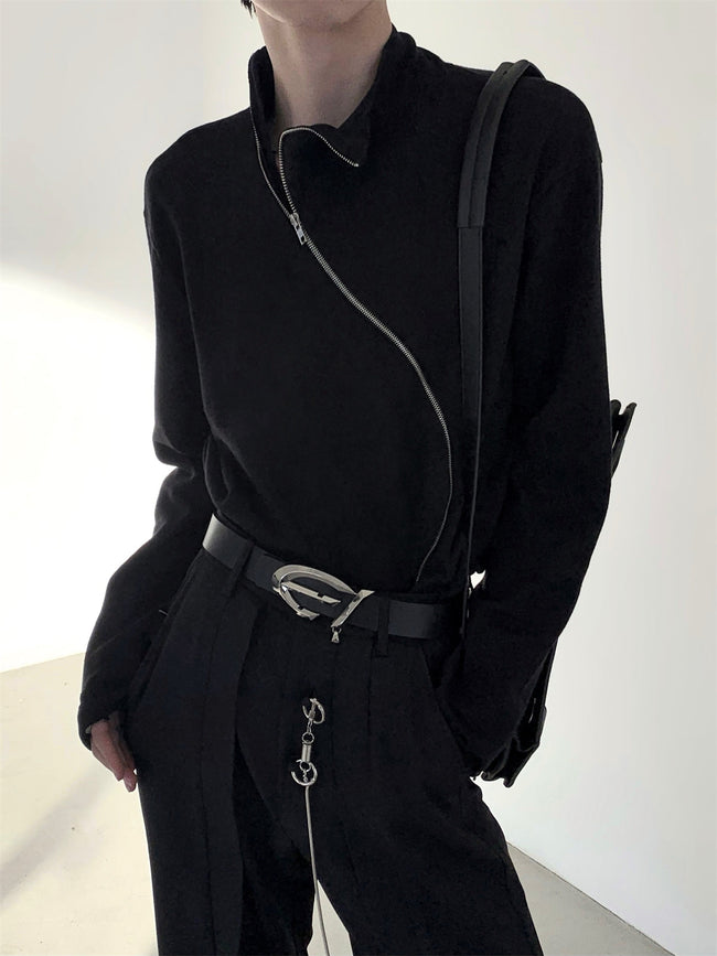 【23s November.】Metallic Zippered Turtleneck Sweater Hover Image