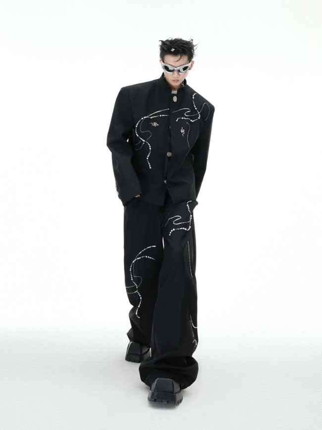 【25s Feb.】Beaded Snake Loose High-end Wide-leg Pants Hover Image