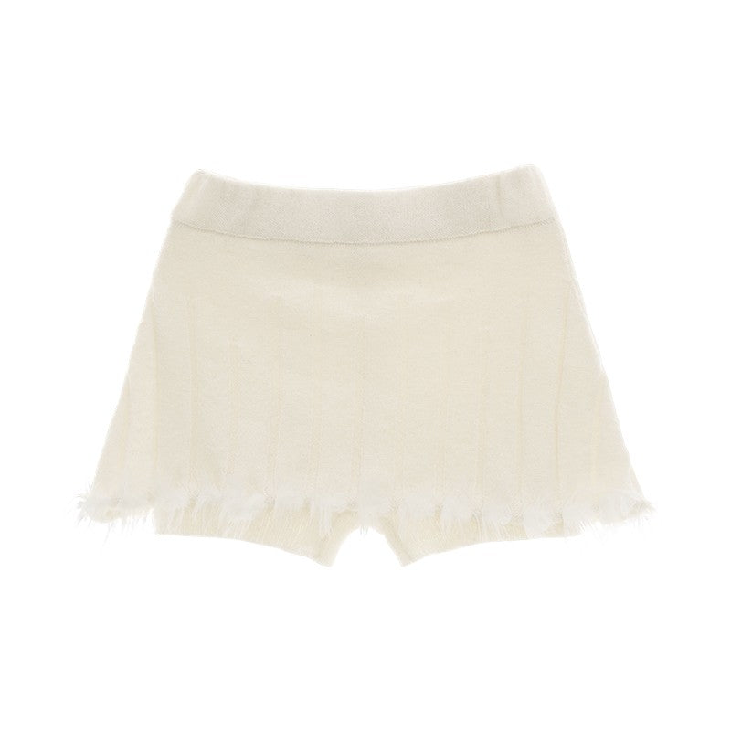 College style short sweater tops with fur pit short skirt pants