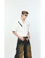 【24s May.】Metal Belt Design Lapel T-shirt
