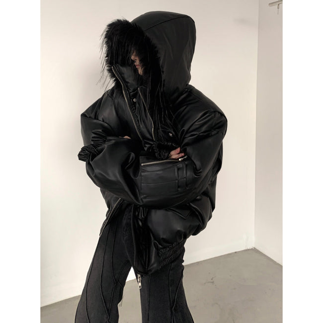 【23s December.】Big Fur Collar Hooded Niche Design Cotton Jacket Hover Image