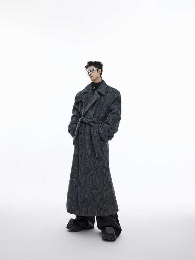【23s November.】Double Layer Thickened Strappy Woolen Coat Hover Image