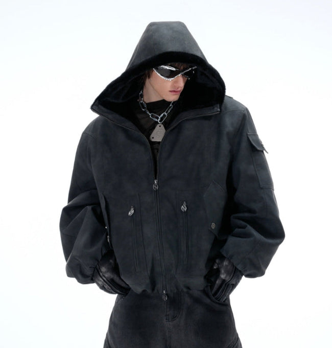 【25s Feb.】Deconstructed Distressed Reversible Hooded Cotton Jacket Hover Image
