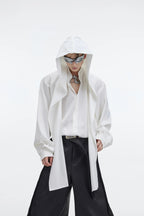 【23s September.】Shawl Hooded Long Streamer Shirt