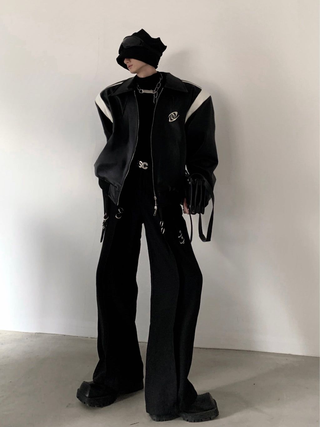 【25s Mar.】Black Patchwork Design Baseball Uniform