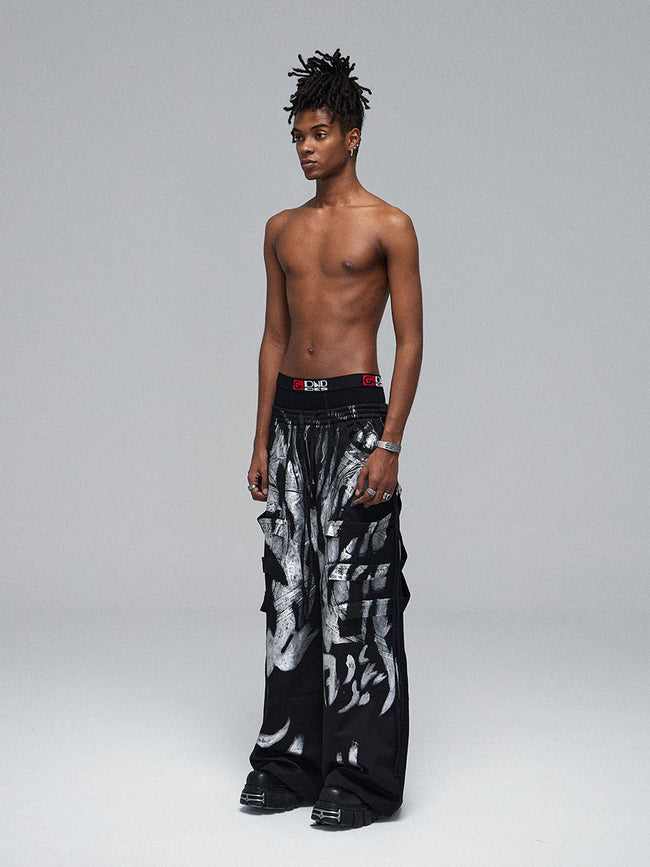 【25s Mar.】Deconstructed Style Brushed Silver Ribbon Drawstring Overalls Main Image
