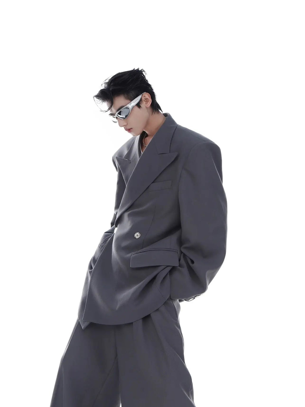 【23s Mar.】High Shoulder Twill Button Design Top Suit