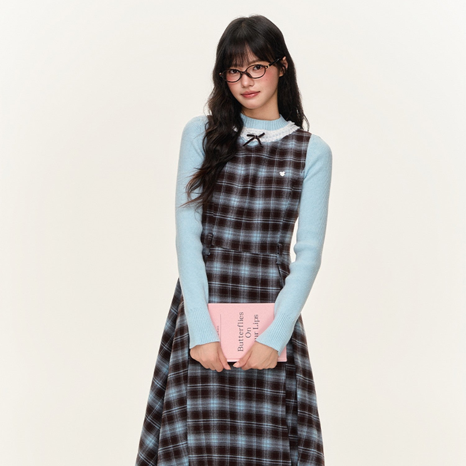 Preppy Plaid A-Line Vest Dress