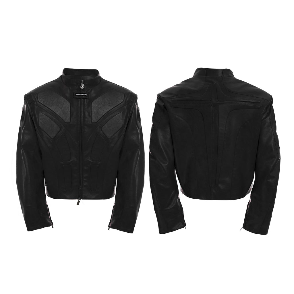 【25s Aug.】3D Relief Motorcycle Armor Leather Jacket