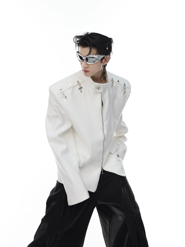 【23s May.】Shoulder Pad Big Button Jacket Hover Image