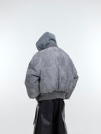 【23s November.】Distressed Mock Two-piece Design Sweatshirt Patchwork Cotton Jacket