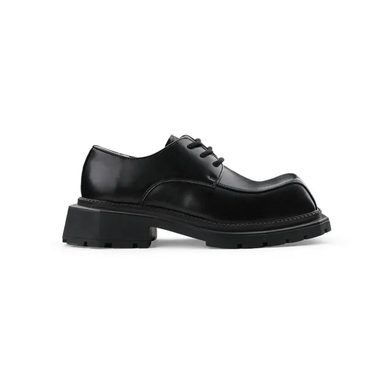 【HOT!】Black Square Toe Leather Shoes
