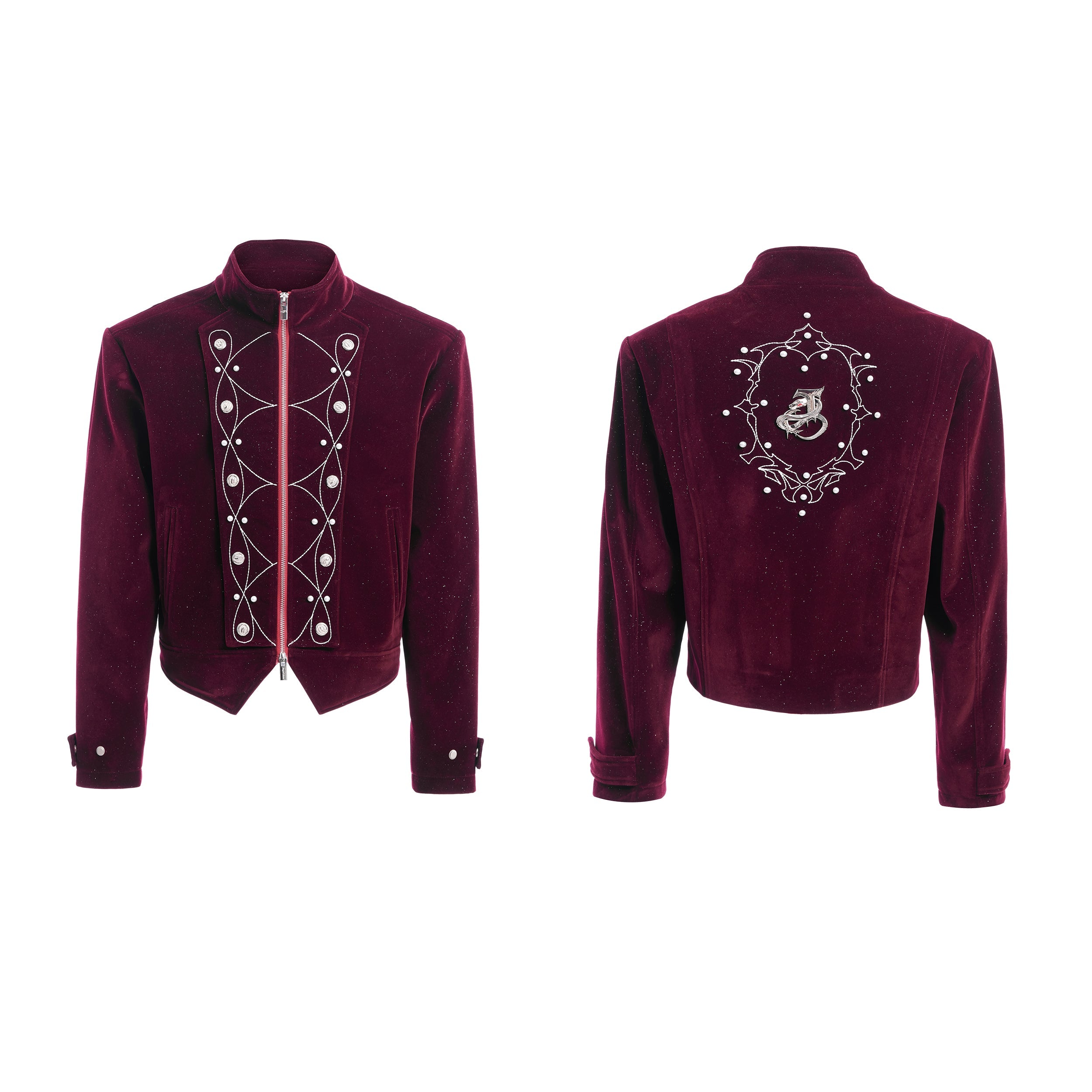 【25s Nov.】Glittery Metal Buttons Stand Collar Jacket