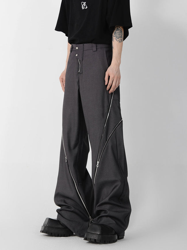 Zippered Slit Flared Trousers Main Image