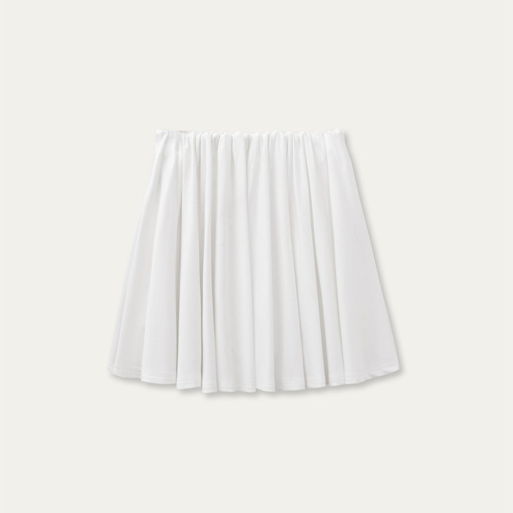 Soft Light Doll Collar Faux Two-Piece Top & Skirt Set