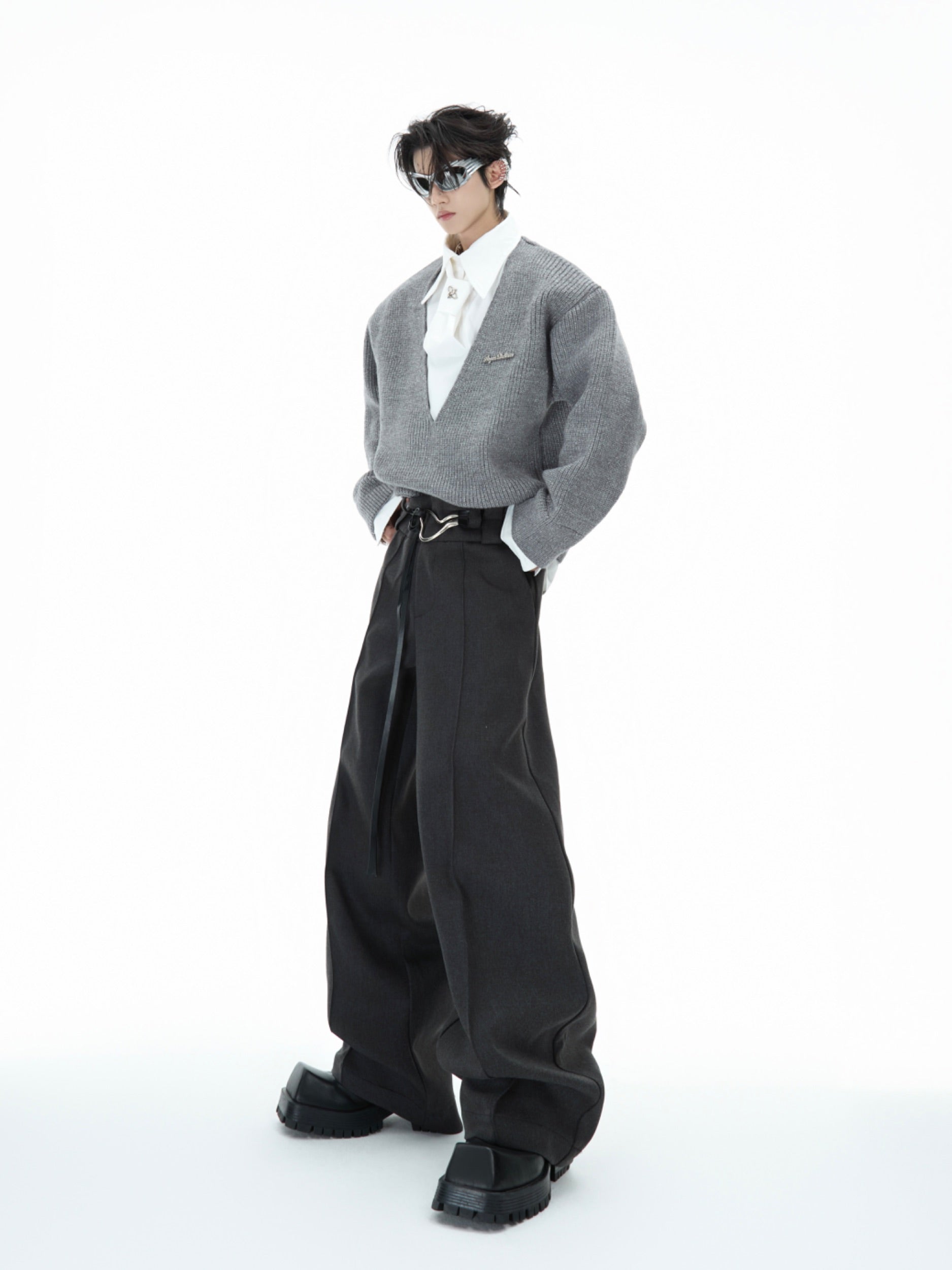 【25s Jan.】Shirt Mock Two Piece Stitching Sweater