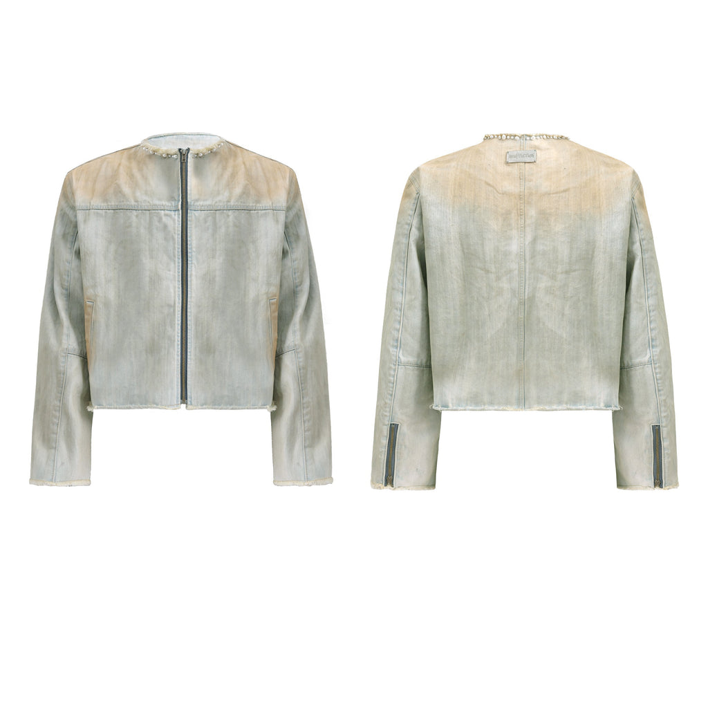 【25s Feb.】Pearl Embellished Vintage Denim Jacket