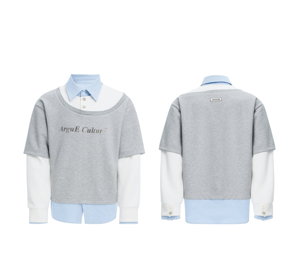 【25s Mar.】Niche Heavyweight Mock Three-piece Contrast Color Stitching Sweatshirt