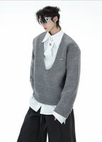 【25s Jan.】Shirt Mock Two Piece Stitching Sweater