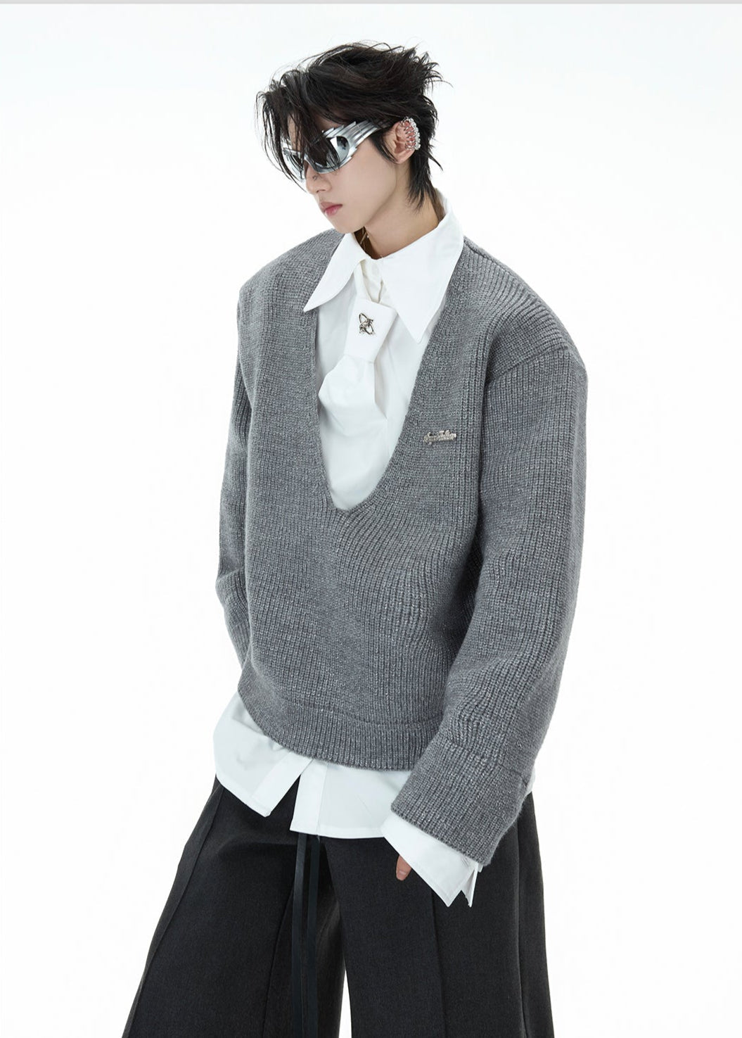 【25s Jan.】Shirt Mock Two Piece Stitching Sweater