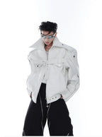 【23s Feb.】Button and Zip Leather Jacket
