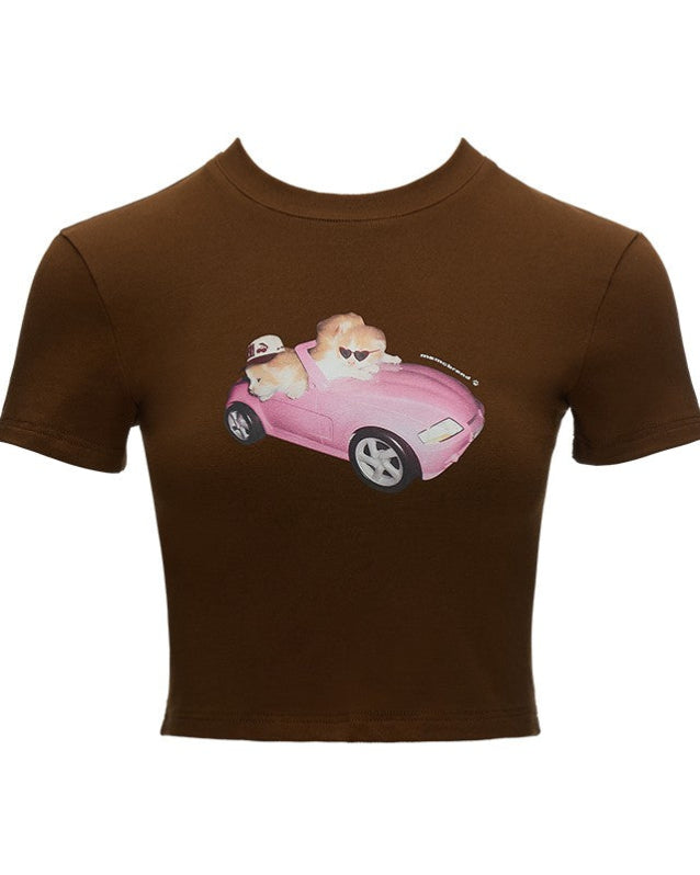 Round neck top short sleeved t-shirt