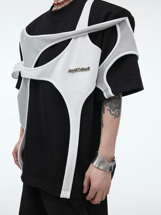 【24s April.】Double Layer Patchwork Design T-shirt Main Image