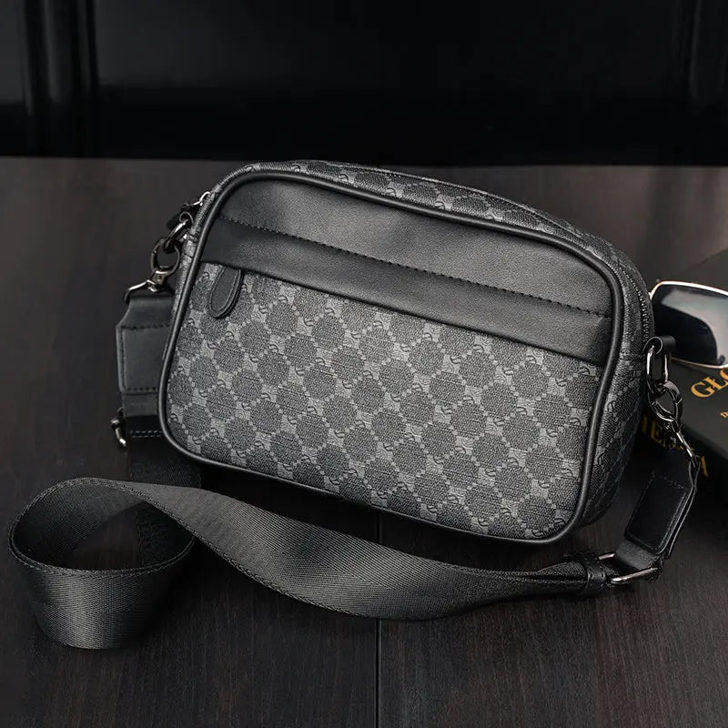Men's Casual Check Shoulder Bag