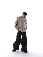 【23s Feb.】Large Pocket High Shoulder Leather Jacket