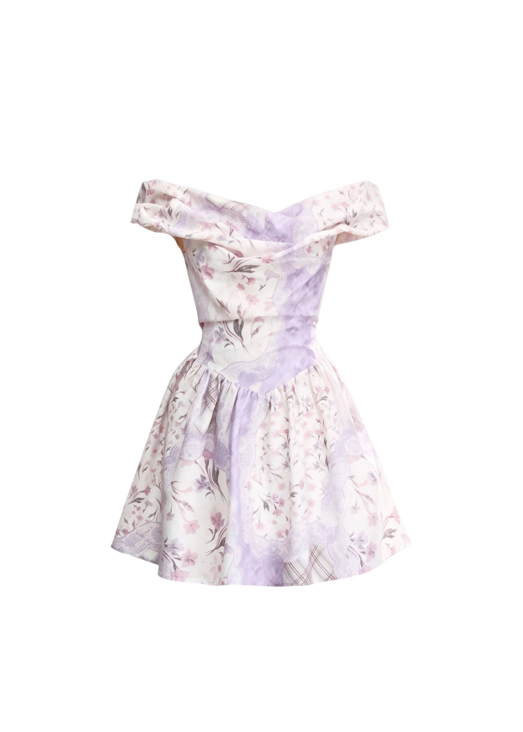 Purple Mist Floral Off-Shoulder Dress