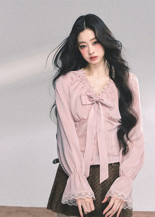 Rosée Satin Stripe Lace Top