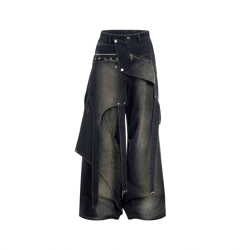 【25s Apr.】Vintage Deconstructed Distressed Rivet Jeans