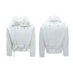 【25s Nov.】Riveted Faux Wolf Fur Collar Thickened Cotton Coat