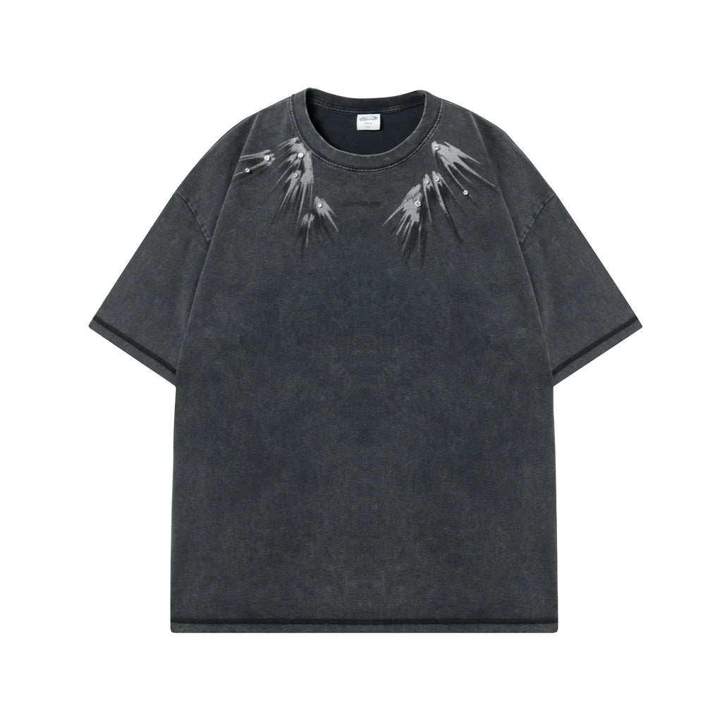 【25s Aug.】Vintage Printed Rhinestone Short Sleeve T-Shirt