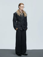 【25s Nov.】Elegant Detachable Fur Collar Wool Suit/Trousers