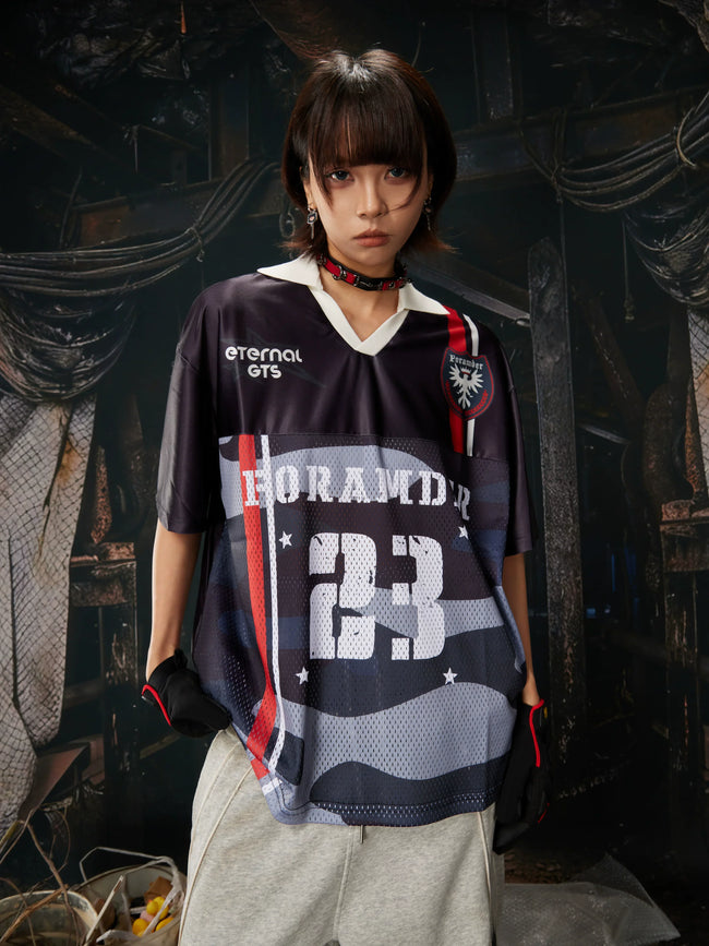 Number Print Contrast Jersey Tee Hover Image