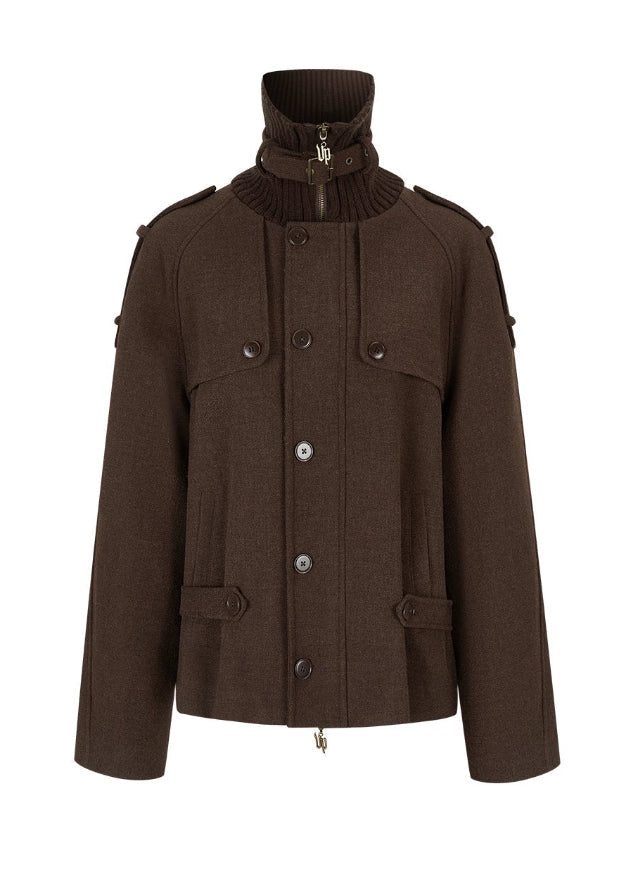 Heavy Industry High-Neck Wool Cargo Jacket