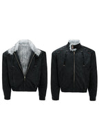 【25s Nov.】"Snowy Silver Fox" Plush Leather Jacket (No Hood)