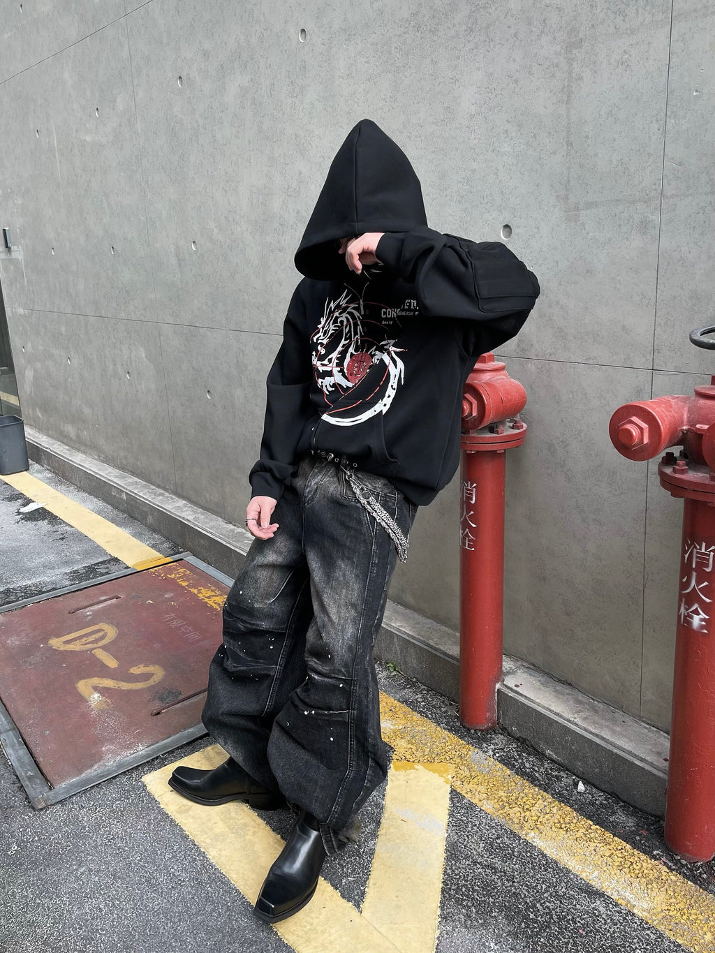 【25s Mar.】Wasteland Style Ink Splash Pleated Loose Jeans