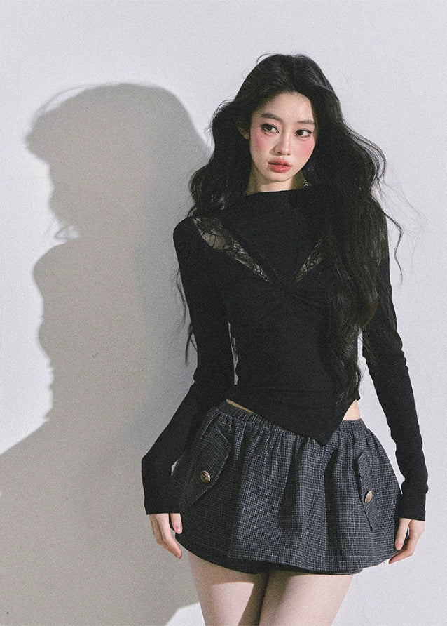 Fleur Irregular Lace Patch Long Sleeve