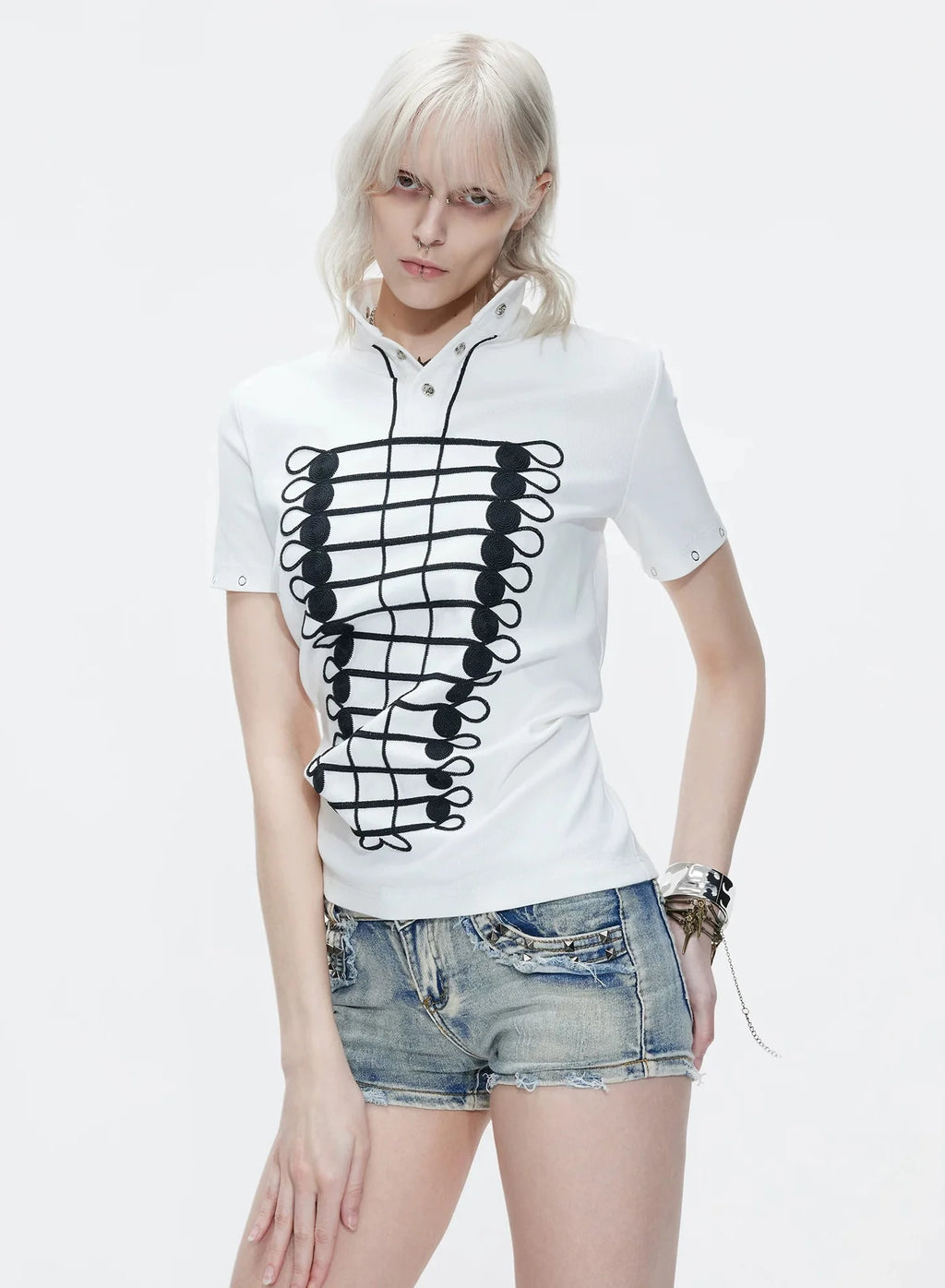 Napoleon Chain Embroidered Polo Tee