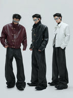 【25s Nov.】Ostrich Leather Aircraft Button Plush Leather Jacket