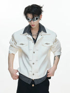 26s Feb.】Striped Faux-Layer Short Jacket
