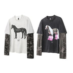 Layered Distressed Washed Long Sleeve Tee