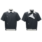 Embroidered Asymmetric Stripe Shirt Tee