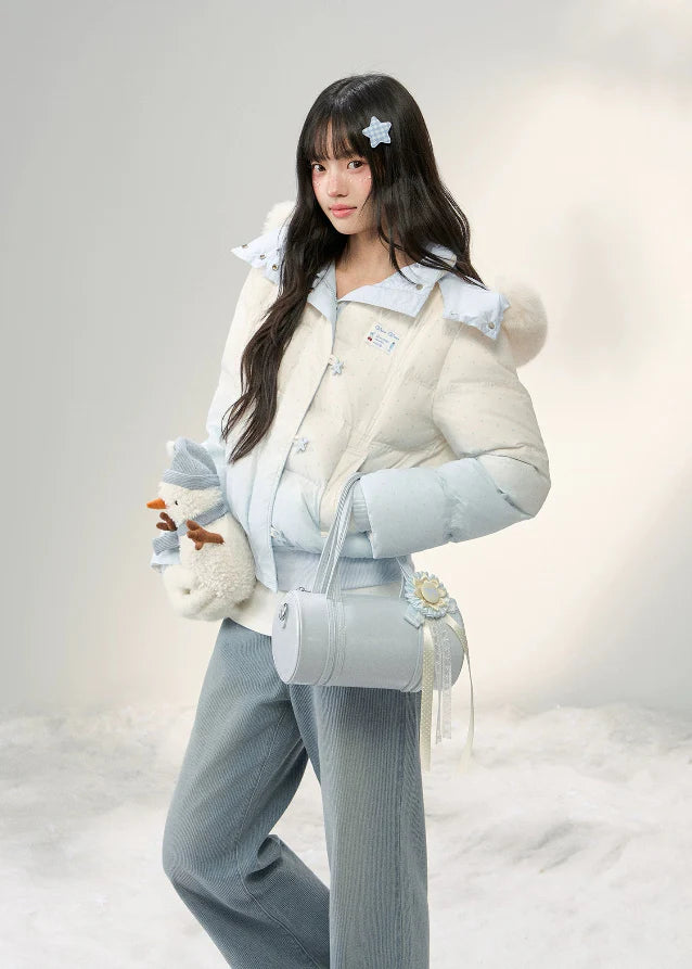 Stardust Frost Gradient Fur-Collar Down Jacket